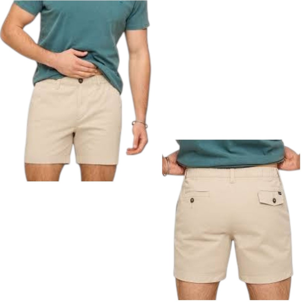Chubbies The Khakinators Men 33 Tan Chino Shorts Stretch Preppy Casual 6" Inseam